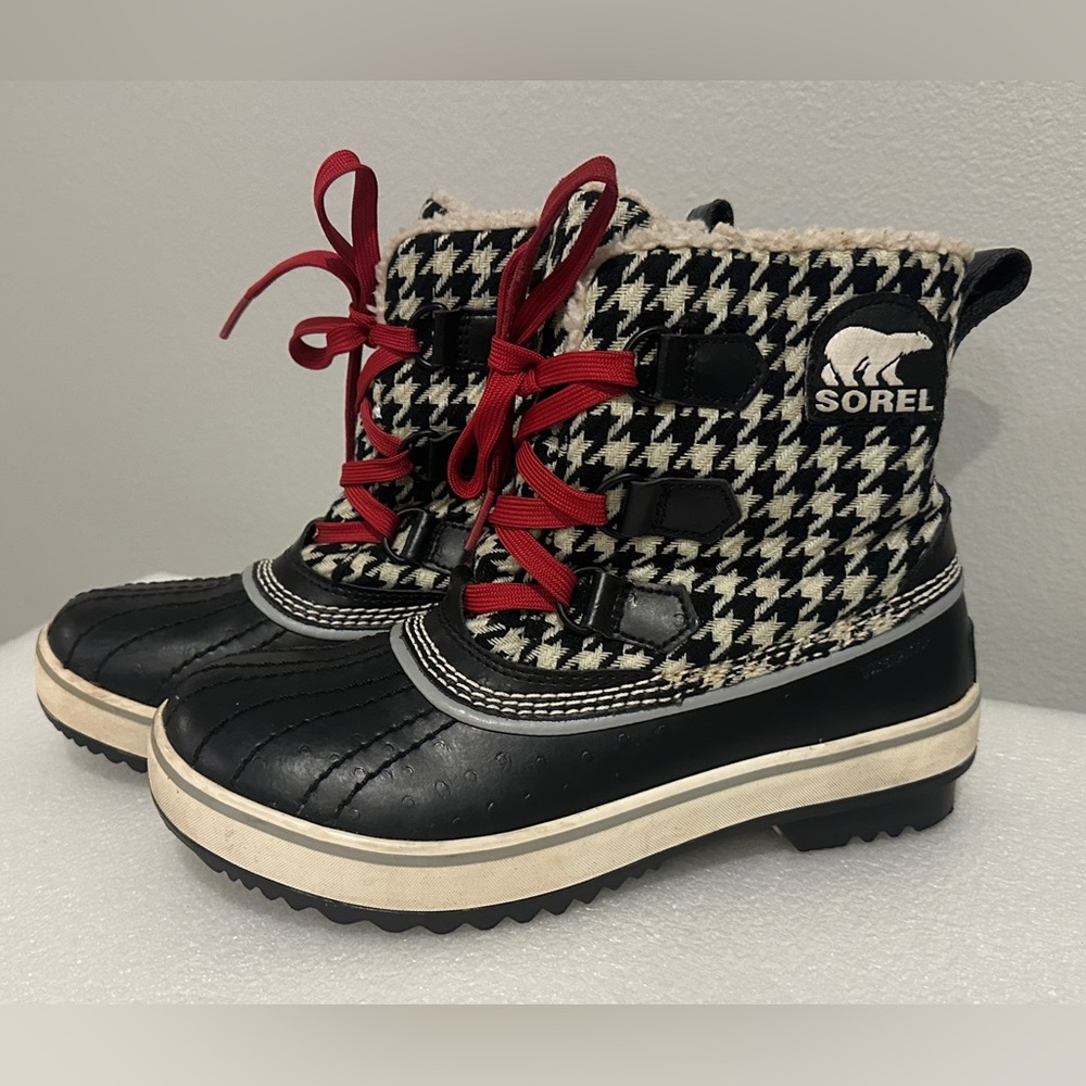 Sorel Women’s Tivoli Houndstooth Tweed Waterproof Boots Size 6